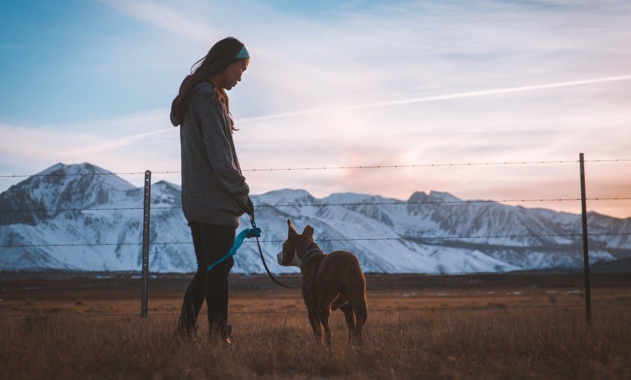 image of girl on vacation with her dog