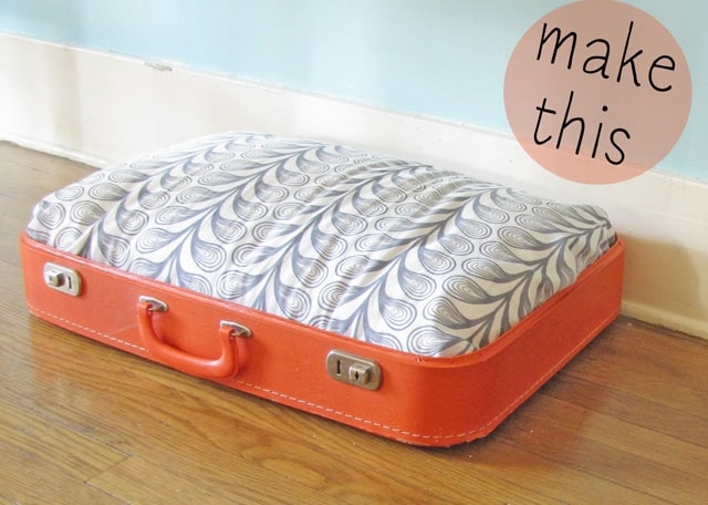 image of: old suitcase dog bed