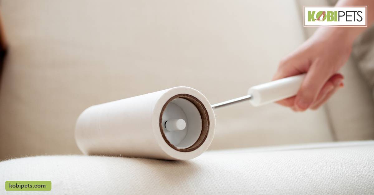 Use a lint roller or small brush to remove pet hair from furniture and upholstery.